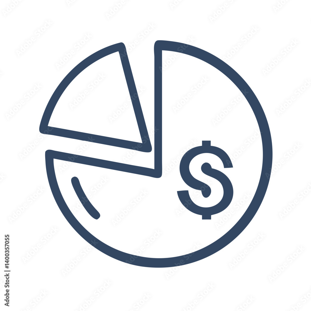 Fototapete pie chart with financial segment breakdown icon representing budget allocation and financial analysi