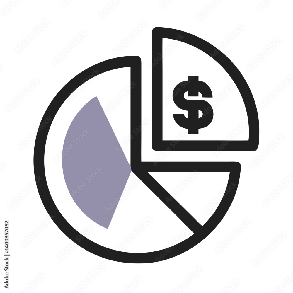 Leinwandbilder pie chart with financial segment breakdown icon representing budget allocation and financial analysi