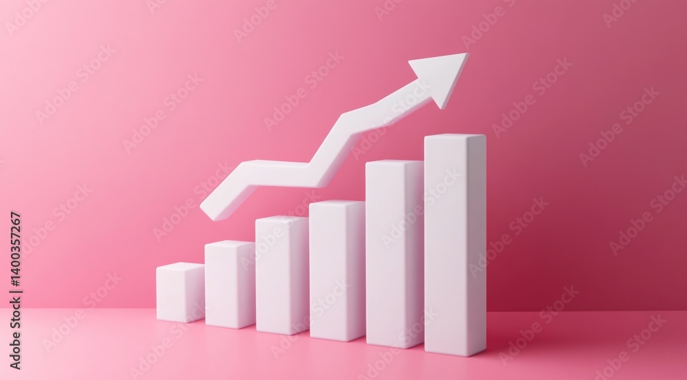 Poster a simple graph with ascending bars illustrates an upward trend, highlighted by an arrow pointing upw