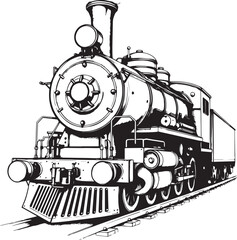 Steam locomotive, retro, vitnage, transport. Hand drawn vector illustration	