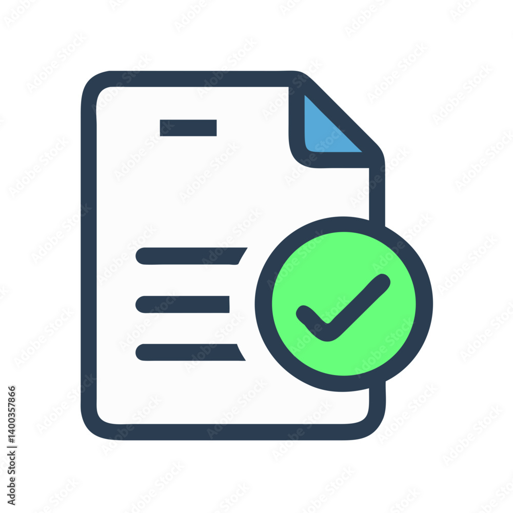 Poster verified document file icon representing official approval and authenticity