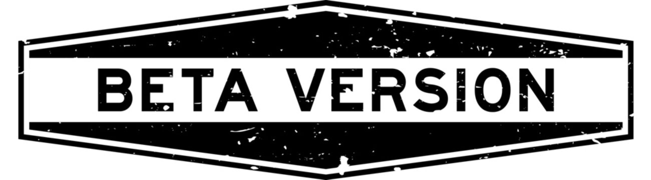 Grunge black beta version word hexagon rubber seal stamp on white background