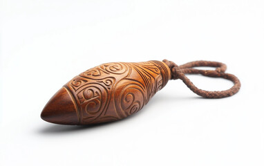 Miniature Maori Matariki Pendulum Carving, Symbolizing the Stars Role in Maori Traditions and Renewal Isolated on transparent background.