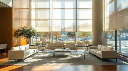 Modern living room with clean, minimal design and natural light, embodying simplicity and elegance.