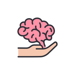 Give brain colored icons, minimalist vector illustration ,simple transparent graphic element .Isolated on white background