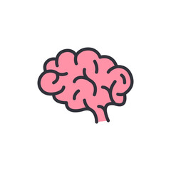 Brain colored icons, minimalist vector illustration ,simple transparent graphic element .Isolated on white background