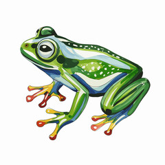 Obraz premium Vibrant Glass Frog Illustration with Leafy Details