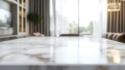 Modern dining area with a marble tabletop