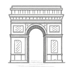 Arc de Triomphe in Paris symbol Illustration with alpha channel. Transparent background