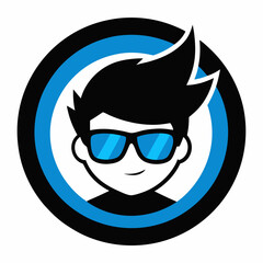 Gamer Boy Mascot Logo with Sunglasses in Circle – Cool Esporta Character Design