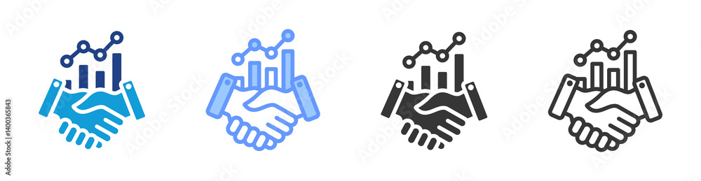 Poster Business Relationship icon set multiple style collection