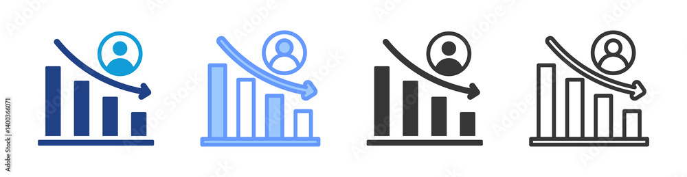 Aufkleber Churn Reduction icon set multiple style collection