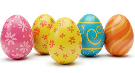 easter eggs on white background