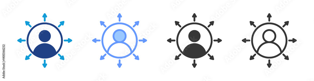 Poster Account Expansion icon set multiple style collection