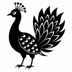 Graceful Peacock in Silhouette – Vector Design