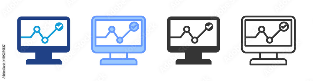 Poster Statistics Monitoring icon set multiple style collection