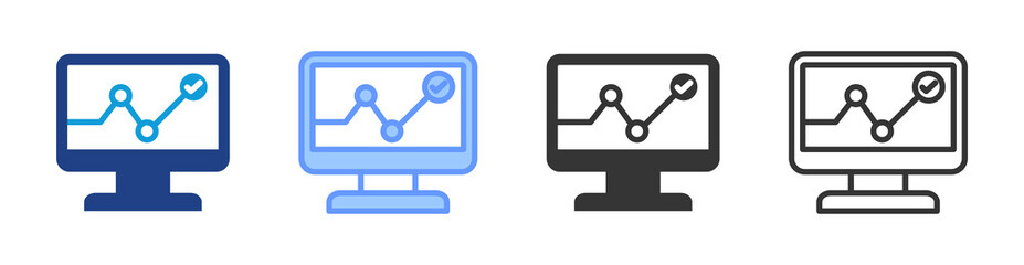 Statistics Monitoring icon set multiple style collection