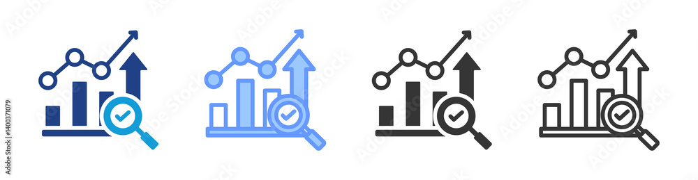 Poster trend analysis icon set multiple style collection