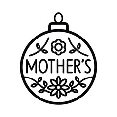 Mother's Day Ornament Outline on White Background