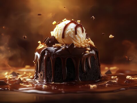 Molten Chocolate Lava Cake With Ice Cream
 - Powered by Adobe