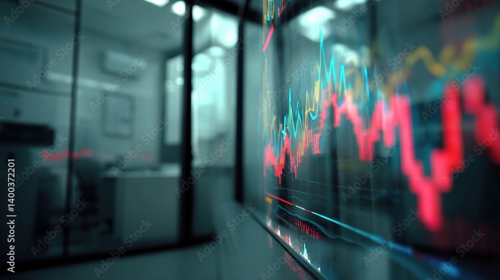 Poster minimalistic hologram graph display in modern business setting