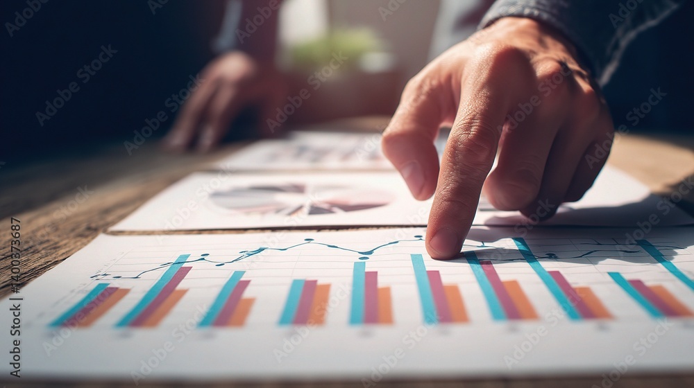 Poster business analysis with graphs and statistics for decision making