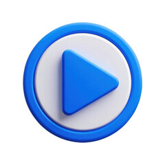 A vibrant blue play button invites you to press play and begin an exciting journey of discovery, a 3D render with a bold design.