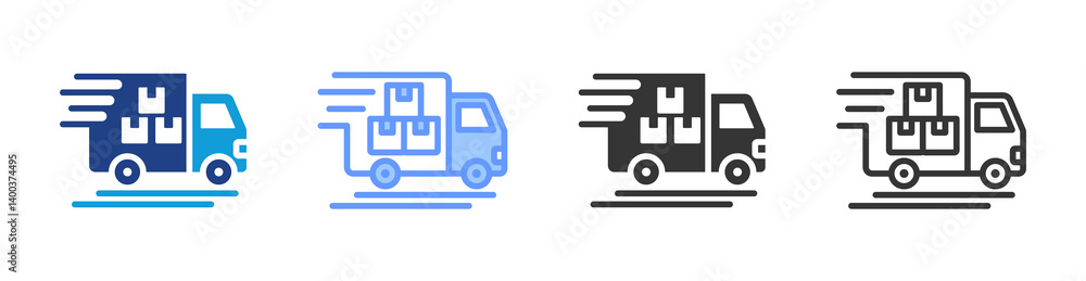 Poster cargo service icon set multiple style collection