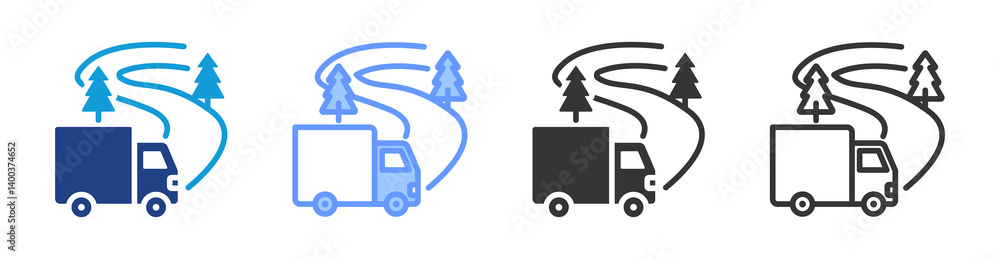 Poster road transport icon set multiple style collection