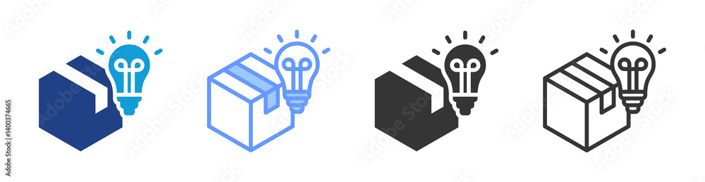 Poster Packaging Solution icon set multiple style collection