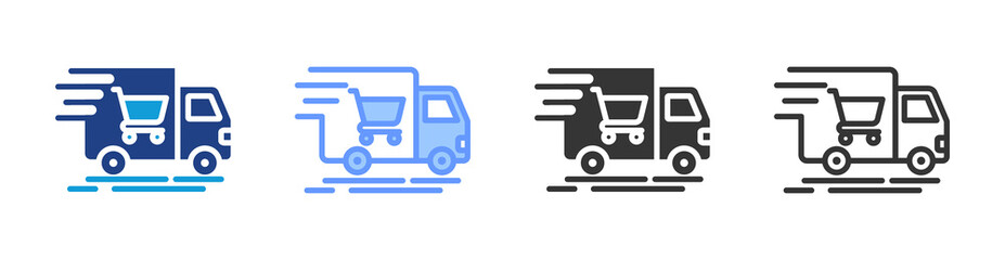 Delivery Shopping icon set multiple style collection