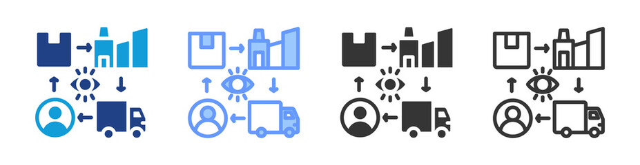 Supply Chain Visibility icon set multiple style collection