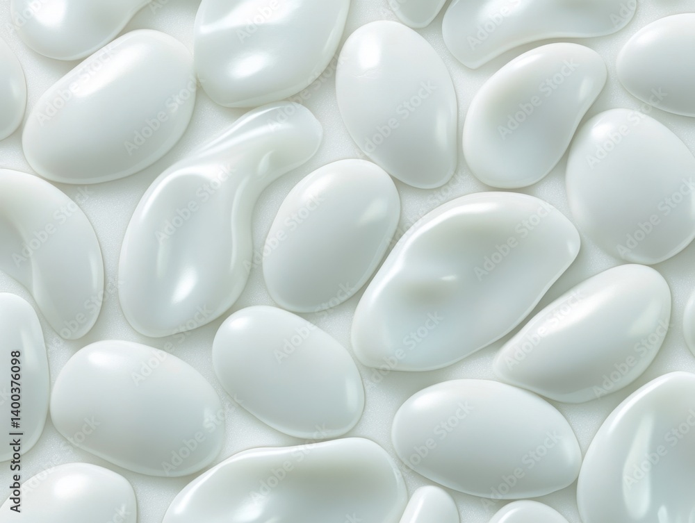 Poster abstract arrangement of smooth white pebbles creating a zen like soothing visual with soft lighting