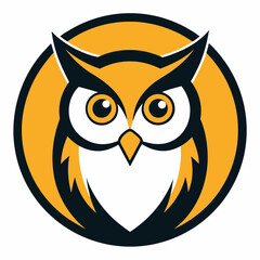 Owl Mascot Logo in Circle Bold and Smart Animal Emblem for Branding and Design