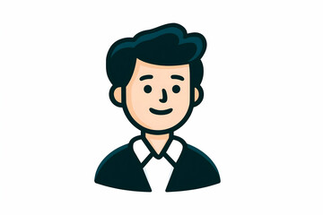 Happy cartoon man avatar with dark hair and jacket