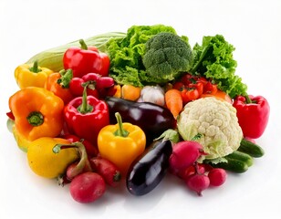 Fresh vegetable with leaves isolated on white background