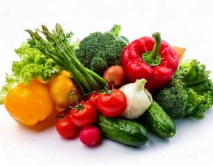 Fresh vegetable with leaves isolated on white background
