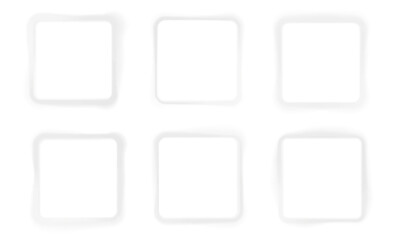 Empty White Photo Frame Set – Collection of Snapshot Album Paper Elements in Vintage Retro Style, Old Camera Idea with Black Shadow, Template for Website, Memory or Presentation PNG