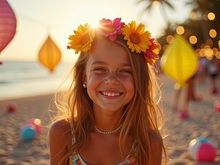 portrait of a girl with a wreath of flowers