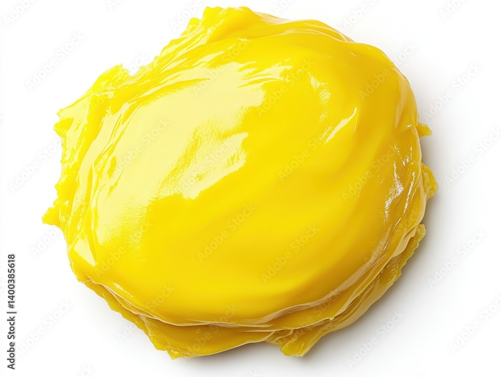 Aufkleber vibrant yellow mango pulp on white background creating a smooth texture and a glossy appearance for 