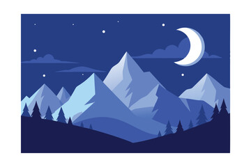 Fototapeta premium mountain landscape with moon