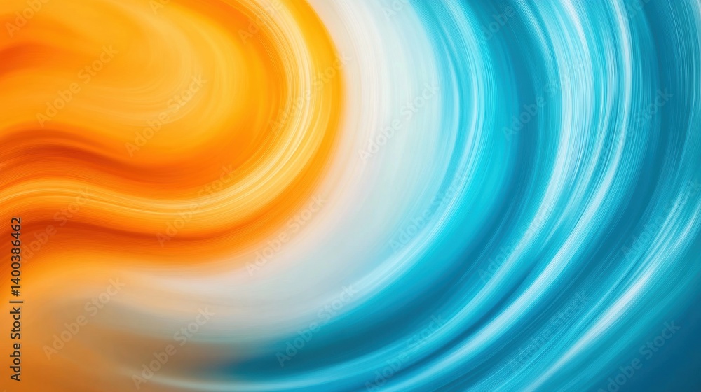 Poster vivid swirls of orange and blue intertwine, creating a dynamic and captivating abstract design that 