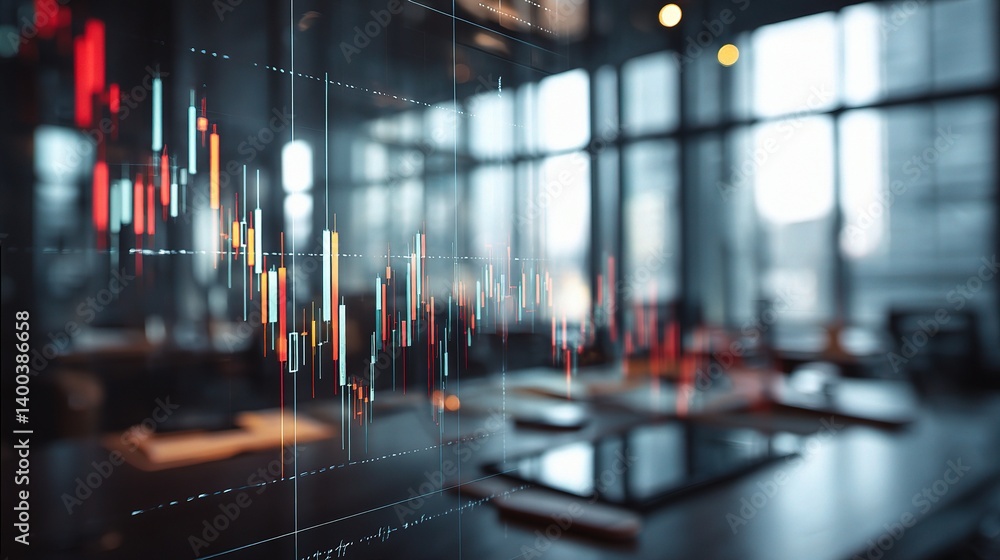 Poster minimalistic hologram graph in modern business environment