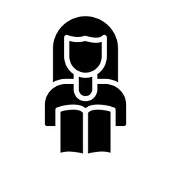 Women Reading Book Icon Style