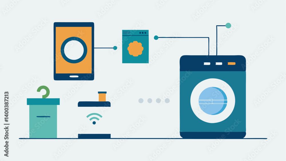 Poster connected washer dryer a laundry room with a smart washer and dryer featuring a digital interface th