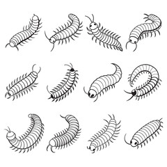 millipede icon set vector
