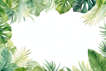 Tropical leaves and plants with a white background ai generated
