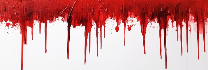 Vivid Red Paint Drips Creatively on a Pristine White Background