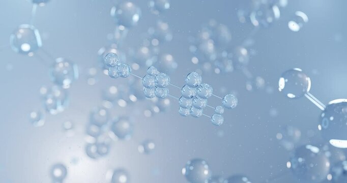 Picric acid rotating 3D model of organic compound, seamless looped video