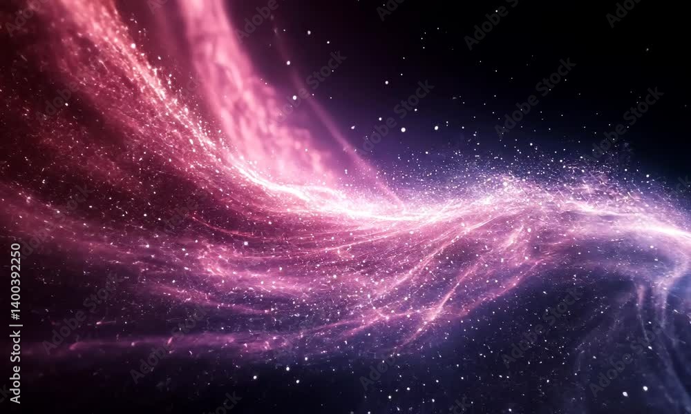 Poster magical nebula galaxy animation with stars and colorful dust particle clouds